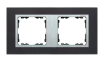 SIMON 82 NATURE W8-2927-38xxx-xxxx Ramka 2-krotna Nature-metal, Inox czarny / pierścień aluminium