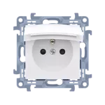 SIMON 10 WC-GZ1BCxxx-01-11x Gniazdo wtyczkowe z uziemieniem do wersji IP44 z uszczelką – klapka w kolorze pokrywy (moduł) 16A, 250V~, szybkozłącza; biały