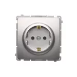 SIMON BASIC WMUW-02110x-4011 Gniazdo wtyczkowe z uziemieniem Schuko (moduł) 16A, 250V~, zaciski śrubowe; srebrny mat