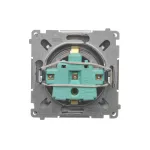 SIMON BASIC WMUW-02111x-J011 Gniazdo wtyczkowe z uziemieniem Schuko (moduł) z przesłonami torów prądowych,16A, 250V~, zaciski śrubowe; stal inox