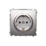 SIMON BASIC WMUW-02111x-4011 Gniazdo wtyczkowe z uziemieniem Schuko (moduł) z przesłonami torów prądowych,16A, 250V~, zaciski śrubowe; srebrny mat
