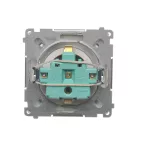 SIMON BASIC WMUW-02111x-4011 Gniazdo wtyczkowe z uziemieniem Schuko (moduł) z przesłonami torów prądowych,16A, 250V~, zaciski śrubowe; srebrny mat