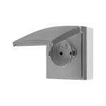 SIMON AQUACLICK WA-CGZ1Cxx-xx-16xx Gniazdo wtyczkowe natynkowe, pojedyncze z uziemieniem, klapka w kolorze pokrywy, IP44, 16A, 250V~, szybkozłącza; szary