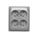 SIMON AQUACLICK WA-CGZN4xx-xx-16xx Gniazdo wtyczkowe natynkowe, 4-krotne z uziemieniem, IP20, 16A, 250V~, zaciski śrubowe; szary