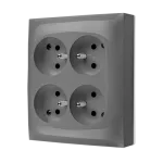SIMON AQUACLICK WA-CGZN4CZ-xx-16xx Gniazdo wtyczkowe natynkowe, 4-krotne z uziemieniem, z przesłonami torów prądowych, IP20, 16A, 250V~, szybkozłącza; szary