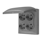 SIMON AQUACLICK WA-CGSZ4Zx-xx-16xx Gniazdo wtyczkowe natynkowe Schuko 4-krotne, klapka w kolorze pokrywy, z przesłonami torów prądowych, IP44, 16A, 250V~, zaciski śrubowe; szary