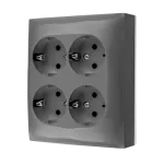 SIMON AQUACLICK WA-CGSZN4Z-xx-16xx Gniazdo wtyczkowe natynkowe, Schuko, 4-krotne, z przesłonami torów prądowych, IP20, 16A, 250V~, zaciski śrubowe; szary