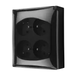 SIMON AQUACLICK WA-CGZ4xxx-xx-49Ax Gniazdo wtyczkowe natynkowe, 4-krotne z uziemieniem, klapka transparentna, IP44, Σ16A 250V~, zaciski śrubowe; czarny mat