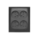 SIMON AQUACLICK WA-CGZN4xx-xx-49xx Gniazdo wtyczkowe natynkowe, 4-krotne z uziemieniem, IP20, 16A, 250V~, zaciski śrubowe; czarny mat