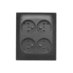 SIMON AQUACLICK WA-CGZN4Zx-xx-49xx Gniazdo wtyczkowe natynkowe, 4-krotne z uziemieniem, z przesłonami torów prądowych, IP20, 16A, 250V~, zaciski śrubowe; czarny mat