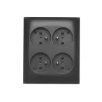 SIMON AQUACLICK WA-CGZN4CZ-xx-49xx Gniazdo wtyczkowe natynkowe, 4-krotne z uziemieniem, z przesłonami torów prądowych, IP20, 16A, 250V~, szybkozłącza; czarny mat