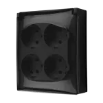SIMON AQUACLICK WA-CGSZ4CZ-xx-49Ax Gniazdo wtyczkowe natynkowe, Schuko, 4-krotne, klapka transparentna, z przesłonami, IP44, 16A, 250V~, szybkozłącza; czarny mat
