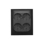 SIMON AQUACLICK WA-CGSZN4C-xx-49xx Gniazdo wtyczkowe natynkowe, Schuko, 4-krotne, IP20, 16A, 250V~, szybkozłącza; czarny mat