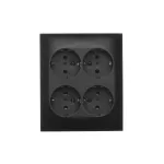 SIMON AQUACLICK WA-CGSZN4CZ-x-49xx Gniazdo wtyczkowe natynkowe, Schuko, 4-krotne, z przesłonami torów prądowych, IP20, 16A, 250V~, szybkozłącza; czarny mat