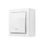 SIMON AQUACLICK WA-CW7Lx-x-xx-11xx Łącznik krzyżowy natynkowy z podświetleniem bez piktogramu, IP44, 10AX, 250V~, zaciski śrubowe; biały
