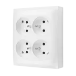 SIMON AQUACLICK WA-CGZN4xx-xx-11xx Gniazdo wtyczkowe natynkowe, 4-krotne z uziemieniem, IP20, 16A, 250V~, zaciski śrubowe; biały
