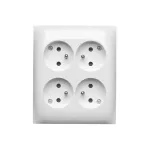 SIMON AQUACLICK WA-CGZN4CZ-xx-11xx Gniazdo wtyczkowe natynkowe, 4-krotne z uziemieniem, z przesłonami torów prądowych, IP20, 16A, 250V~, szybkozłącza; biały
