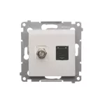 SIMON 54 WMDA-0510xx-011 Gniazdo antenowe typu F + RJ45 kat.6 (moduł); biały