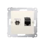 SIMON 54 WMDA-0510xx-041 Gniazdo antenowe typu F + RJ45 kat.6 (moduł); kremowy