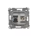 SIMON 54 WMDA-0510xx-043 Gniazdo antenowe typu F + RJ45 kat.6 (moduł); srebrny mat