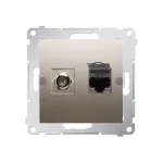 SIMON 54 WMDA-0510xx-044 Gniazdo antenowe typu F + RJ45 kat.6 (moduł); złoty mat