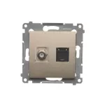 SIMON 54 WMDA-0510xx-044 Gniazdo antenowe typu F + RJ45 kat.6 (moduł); złoty mat