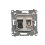 SIMON 54 WMDA-0510xx-044 Gniazdo antenowe typu F + RJ45 kat.6 (moduł); złoty mat
