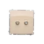 SIMON BASIC WMUA-05xxx2-9011 Gniazdo antenowe typu F podwójne (moduł); beż