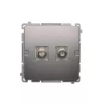 SIMON BASIC WMUA-05xxx2-J011 Gniazdo antenowe typu F podwójne (moduł); stal inox