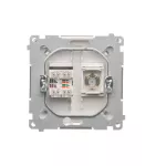 SIMON BASIC WMUA-0510xx-1011 Gniazdo antenowe typu F + RJ45 kat.6 (moduł); biały