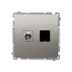 SIMON BASIC WMUA-0510xx-H011 Gniazdo antenowe typu F + RJ45 kat.6 (moduł); satynowy