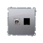 SIMON BASIC WMUA-0510xx-4011 Gniazdo antenowe typu F + RJ45 kat.6 (moduł); srebrny mat