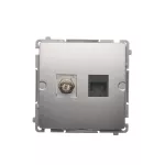 SIMON BASIC WMUA-0510xx-4011 Gniazdo antenowe typu F + RJ45 kat.6 (moduł); srebrny mat