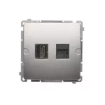 SIMON BASIC WMUH-01xxx1-4011 Gniazdo HDMI + RJ45 kat.6. (moduł); srebrny mat