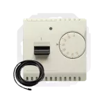 SIMON BASIC WMUR-011xxx-9011 Regulator temperatury z czujnikiem zewnętrznym, 16A, 230V~. Montaż gniazda na wkręty do puszki; beż