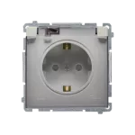 SIMON BASIC WMBW-53111x-H011 Gniazdo wtyczkowe Schuko do wersji IP44 z przesłonami (moduł) 16A, 250V~,zaciski śrubowe; satynowy. Klapka transparentna