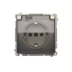 SIMON BASIC WMBW-53111x-H011 Gniazdo wtyczkowe Schuko do wersji IP44 z przesłonami (moduł) 16A, 250V~,zaciski śrubowe; satynowy. Klapka transparentna