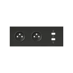 SIMON 100 W100-10020320x-238 Panel 3-krotny: 2 gniazda + 1 podwójna ładowarka USB; czarny mat