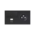 SIMON 100 W100-10020224x-238 Panel 2-krotny: 1 gniazdo + 1 klawisz + 1 ładowarka USB (prawa strona); czarny mat