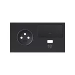 SIMON 100 W100-10020225x-238 Panel 2-krotny: 1 gniazdo + 1 klawisz + 1 ładowarka USB (lewa strona); czarny mat