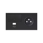 SIMON 100 W100-10020227x-238 Panel 2-krotny: 1 gniazdo + 1 ściemniacz + 1 ładowarka USB (prawa strona); czarny mat