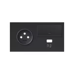 SIMON 100 W100-10020231x-238 Panel 2-krotny: 1 gniazdo + 1 ściemniacz + 1 ładowarka USB (lewa strona); czarny mat