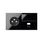 SIMON 100 W100-10020231x-138 Panel 2-krotny: 1 gniazdo + 1 ściemniacz + 1 ładowarka USB (lewa strona); czarny