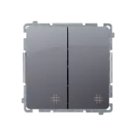 SIMON BASIC WMUL-07001x-4011 Łącznik krzyżowy podwójny (moduł) 10AX, 250V~, szybkozłącza; srebrny mat