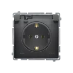 SIMON BASIC WMBW-73111x-Y011 Gniazdo wtyczkowe Schuko do wersji IP44 (moduł) 16A, 250V~, zaciski śrubowe; czarny. Klapka transparentna