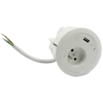 SIMON 480 TS48-330E10C00-33 Gniazdo meblowe 1 gn. typ E + ładowarka USB type A; złącze 10 cm przewód; biały