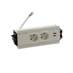 SIMON 480 TS48-530E20B00-33 Indesk 2 gn. typ E + ładowarka USB typ A+C; złącze 10 cm przewód; biały