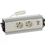 SIMON 480 TS48-510E20B00-30 Indesk 2 gn. typ E + ładowarka USB typ A+C; złącze w układzie Wieland; aluminium-biały