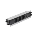 SIMON 480 TS48-510E30BK0-40 Indesk 3 gn. typ E + ładow. USB A+C i płytka dla 2 złączy RJ45 keystone; złącze w układzie Wieland; alu-czarny