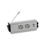 SIMON 480 TS48-530E20B00-30 Indesk 2 gn. typ E + ładowarka USB typ A+C; złącze 10 cm przewód; aluminium-biały